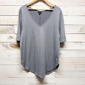 Torrid Short Sleeve Gray V neck Tunic Top Sparkle Shimmer Womens Plus Size 3X